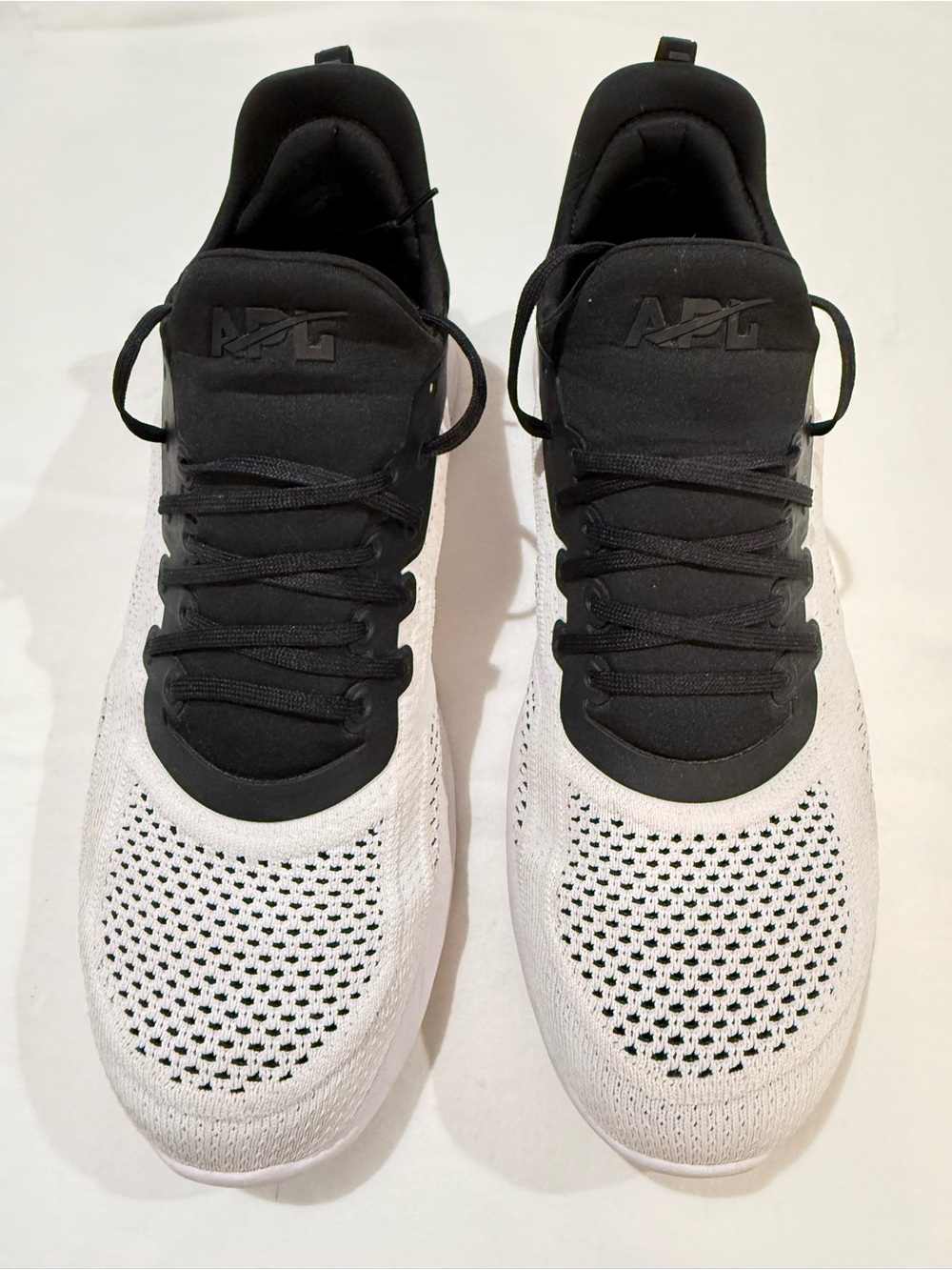 APL Men's Black and White Knit Athletic Shoes